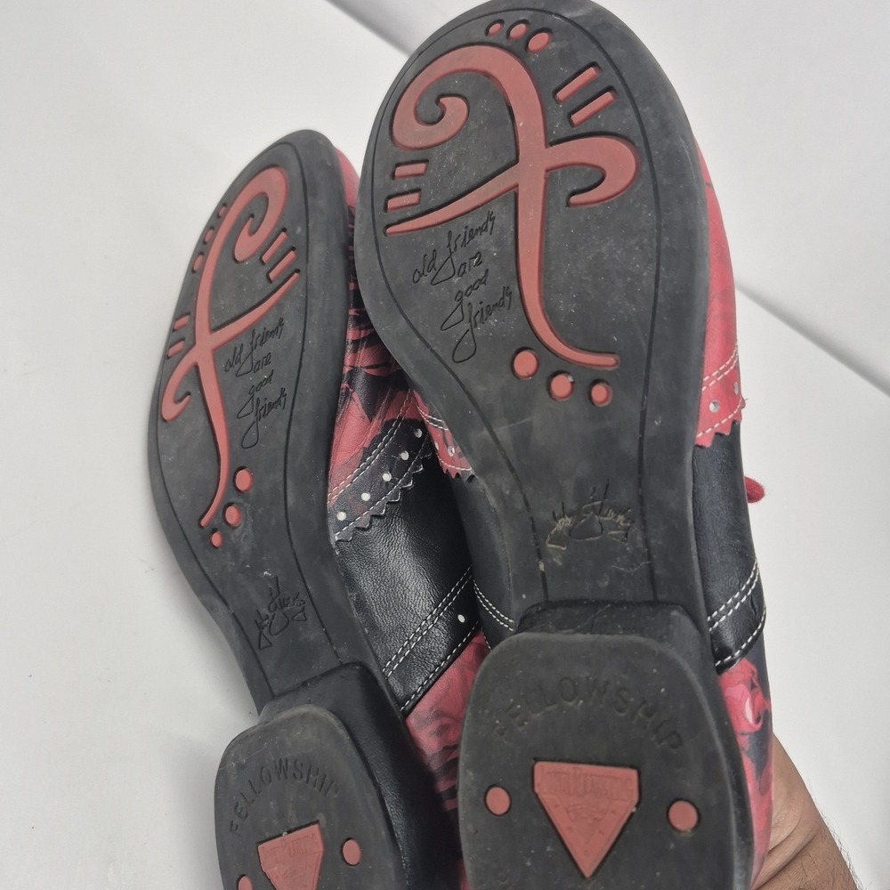 John Fluevog Erika Brogued Oxford Red Black Pink Leather Size 8.5 - Picture 13 of 16
